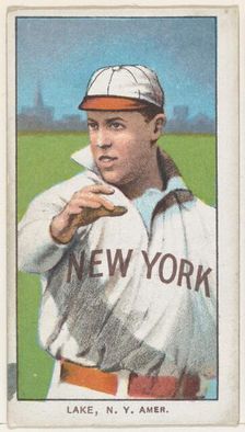Lake, New York, American League, from the White Border series (T206) for the American T..., 1909-11. Creator: American Tobacco Company