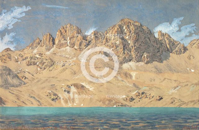 Lake of Tscheppa with Mt. Polaschin in the Engadin Valley, 1876. Creator: Adolf Von Meckel.