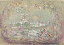 Lake Scene with Fairies and Swans. Creator: Robert Caney