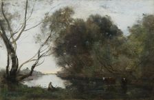 Lake: Setting Sun, c1820-1860. Creator: Jean-Baptiste-Camille Corot