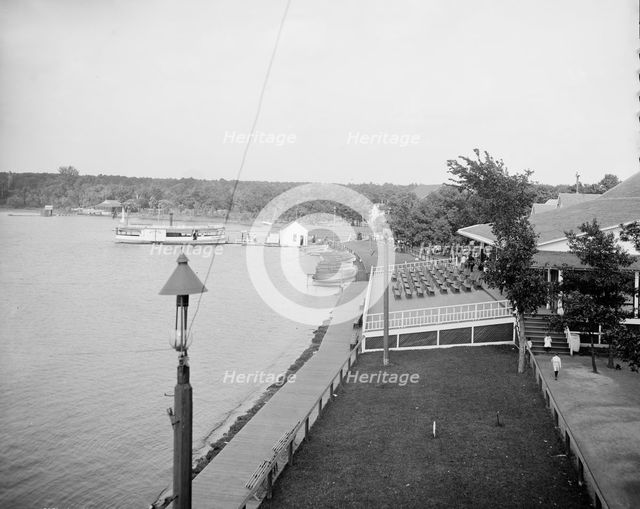 Lake shore and pavilion at Wildwood, White Bear Lake, near St. Paul, Minn., between 1900 and 1905. Creator: Unknown.