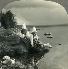 Lake Siljan Mirrors the Past in the Life of the Present. Rattvik Costumes in Dalecarlia, Sweden c Creator: Unknown