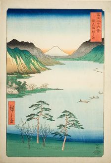 Lake Suwa in Shinano Province (Shinshu Suwa no mizuumi), from the series "Thirty-six..., 1858. Creator: Ando Hiroshige