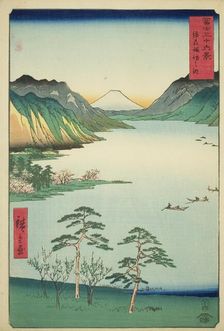 Lake Suwa in Shinano Province (Shinshu Suwa no mizuumi), from the series "Thirty-six..., 1858. Creator: Ando Hiroshige