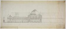 Lakefront Exhibition Hall, Chicago, Illinois, Elevation, 1888. Creator: Peter Joseph Weber