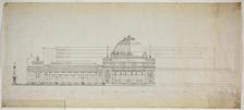 Lakefront Exhibition Hall, Chicago, Illinois, Elevation, 1888. Creator: Peter Joseph Weber