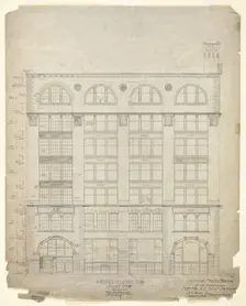 Lakeside Press Building, Chicago, Illinois, Front Elevation, 11/9/1896. Creator: Treat & Shaw