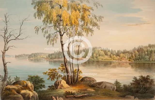 Lakeside View near Träskända Manor, 1850. Creator: Magnus von Wright.