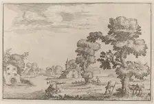 Lakeside Village with Herdsmen, 1638. Creator: Ercole Bazicaluva