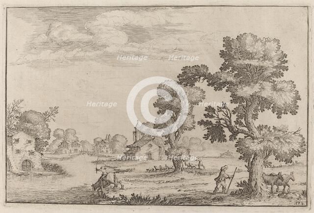 Lakeside Village with Herdsmen, 1638. Creator: Ercole Bazicaluva.