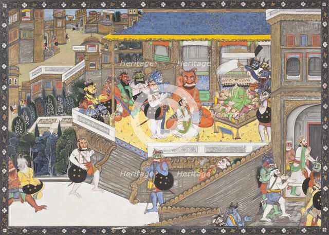 Lakshmana at Ravana's Court, Folio from a Ramayana (Adventures of Rama) (image 1 of 6), c1850. Creator: Unknown.