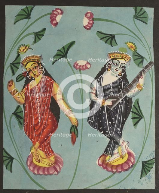 Lakshmi and Sarasvati, 1800s. Creator: Unknown.