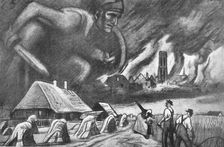 'L'Allemagne Abattue; La peur allemande; "Que Dieu protégé nos foyers ! " --D'apres..., 1918. Creator: Unknown