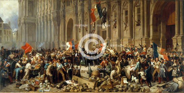 Lamartine in front of the Town Hall of Paris rejects the red flag on 25 February 1848.