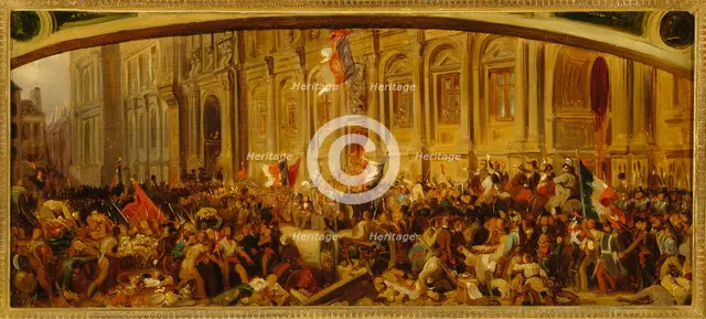 Lamartine pushing back the red flag at Hotel de Ville, February 25, 1848, c1848. Creator: Felix Henri Emmanuel Philippoteaux.