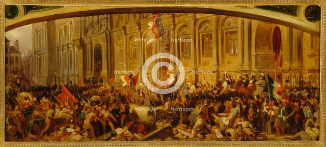 Lamartine pushing back the red flag at Hotel de Ville, February 25, 1848, c1848. Creator: Felix Henri Emmanuel Philippoteaux.