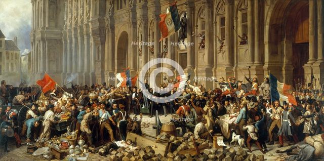Lamartine refusant le drapeau rouge devant l'Hôtel de Ville, c.1848. Creator: Felix Henri Emmanuel Philippoteaux.