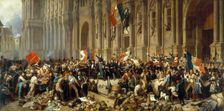 Lamartine refusant le drapeau rouge devant l'Hôtel de Ville, c.1848. Creator: Felix Henri Emmanuel Philippoteaux
