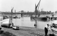 Lambeth Bridge and Palace from Millbank, Lambeth, London. Creator: Unknown