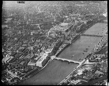 Lambeth Bridge, Millbank and the Houses of Parliament, Westminster, London, c1930s. Creator: Arthur William Hobart