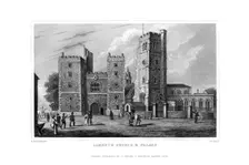Lambeth Church and Palace, London, 1829.Artist: W Syms