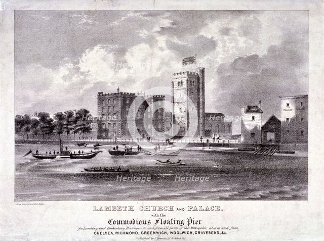 Lambeth Church and Palace, London, c1860. Artist: F Alvey