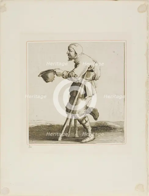 Lame Beggar Asking for Alms, from T is al verwart-gaern (It's already confusing), n.d. Creator: Pieter Jansz. Quast.