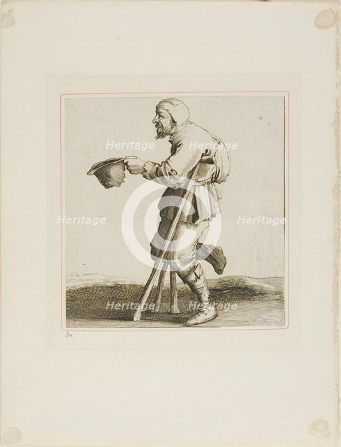 Lame Beggar Asking for Alms, from T is al verwart-gaern (It's already confusing), n.d. Creator: Pieter Jansz. Quast.