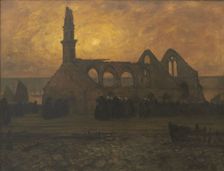 Lamentation of the women of Camaret around the burned chapel of Rocamadour, 1930. Creator: Cottet, Charles (1863-1925)