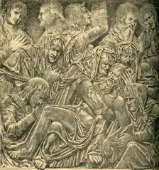 Lamentation over the dead Christ, marble panel, c1470-1475, (1881). Creator: J. I. Williamson