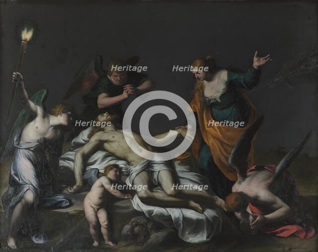 Lamentation over the Dead Christ with Mary Magdalene and angels. Creator: Turchi, Alessandro (1578-1649).