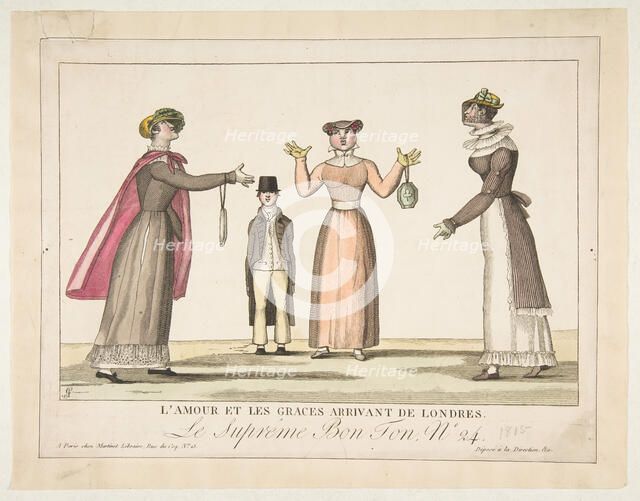L'Amour et les Graces Arrivant de Londres; Le Suprême Bon-Ton No. 24, 1815. Creator: Adrien Pierre François Godefroy the Younger.