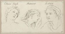 l'Amour simple, Abattement, Le Desir (from Caractères des passions, gravés sur les de..., 1695-1720. Creator: Sébastien Le Clerc the Younger
