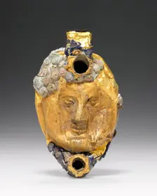 Lamp with Mask overlaid with gold foil, 1st century B.C.-1st century A.D. Creator: Unknown