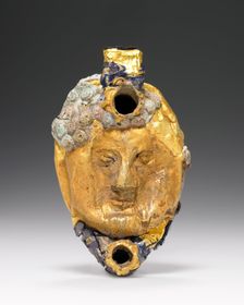 Lamp with Mask overlaid with gold foil, 1st century B.C.-1st century A.D. Creator: Unknown