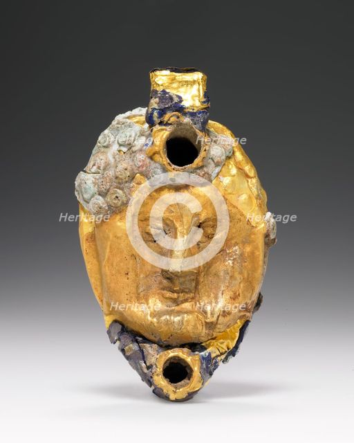 Lamp with Mask overlaid with gold foil, 1st century B.C.-1st century A.D. Creator: Unknown.