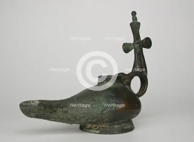 Lamp with Cross, Byzantine Period (about 4th-7th century). Creator: Unknown.