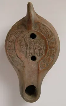 Lamp with the Three Hebrews before Nebuchadnezzar, Tunisia, 5th-6th century. Creator: Unknown