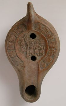 Lamp with the Three Hebrews before Nebuchadnezzar, Tunisia, 5th-6th century. Creator: Unknown