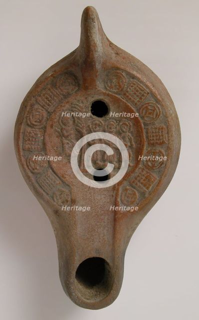 Lamp with the Three Hebrews before Nebuchadnezzar, Tunisia, 5th-6th century. Creator: Unknown.