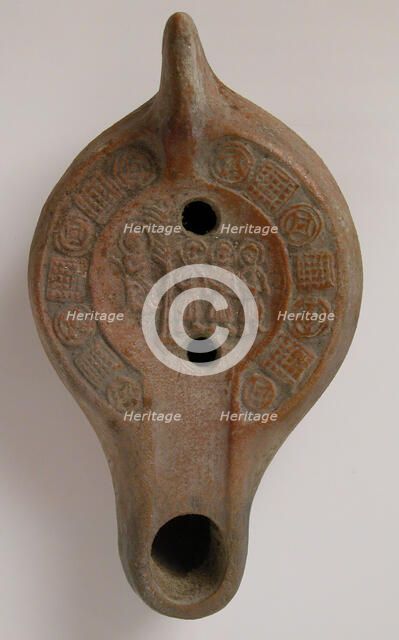 Lamp with the Three Hebrews before Nebuchadnezzar, Tunisia, 5th-6th century. Creator: Unknown.