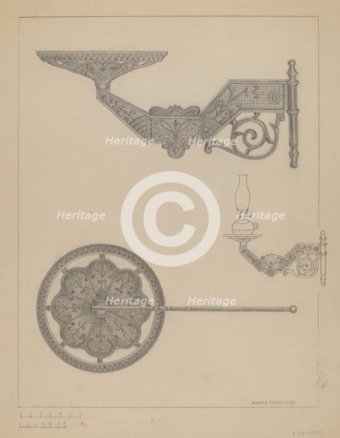 Lamp Bracket, 1937. Creator: Marie Famularo.