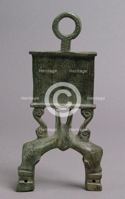 Lamp Handle with Dolphins, Byzantine, 4th-5th century. Creator: Unknown.