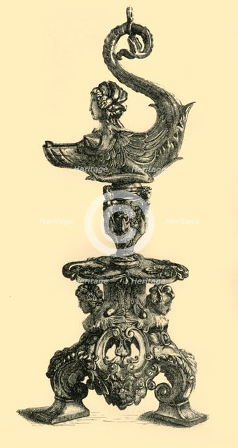 Lamp in the form of Sphinx-like Sea Creature, c1510-1530, (1881). Creator: W. W. McCarty.