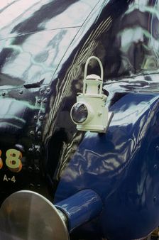 Lamp on Mallard British steam locomotive, National Railway Museum, York, North Yorkshire. Artist: Tony Evans