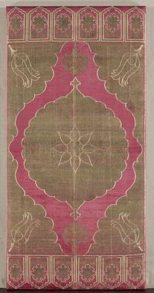 Lampas silk cushion cover, early 1600s. Creator: Unknown