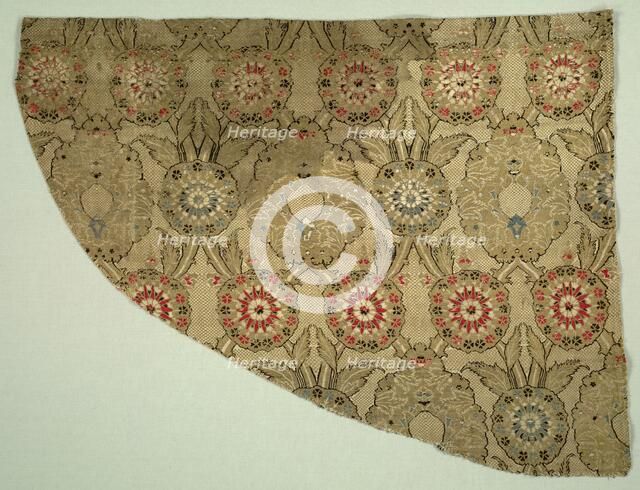 Lampas with double ogival floral pattern on checkered ground, 1550-1575. Creator: Unknown.