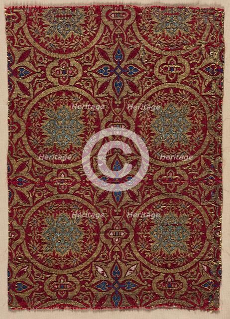 Lampas with foliate roundels, 1300s. Creator: Unknown.