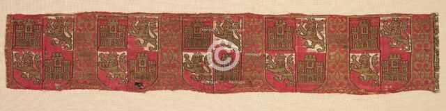 Lampas with heraldry of Castile and León, from a royal Christian robe, 1200-1325. Creator: Unknown.