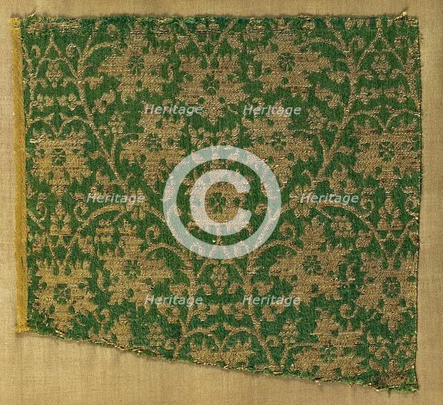 Lampas with scrolling vines and grape leaves, 1300s. Creator: Unknown.